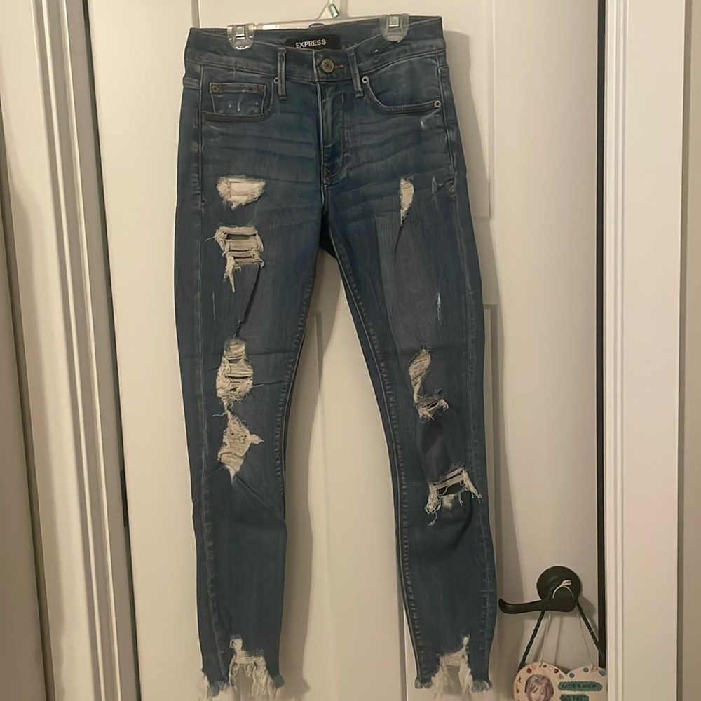 Express Ankle Legging Distressed Jean Size 4 Mid-Rise
